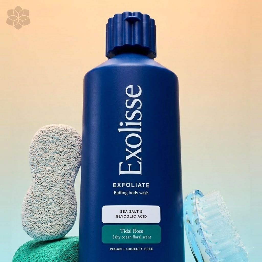 Exfoliating Buffing Body Wash – Glycolic Acid & Sea Salt Smoothing Cleanser